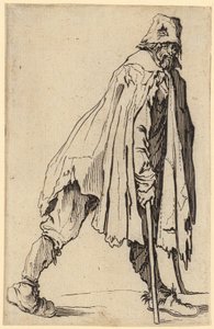 Bedelaar met krukken en hoed, blad 4 uit de reeks "De bedelaars" door Jacques Callot