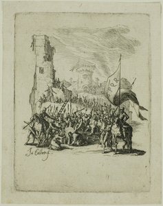 Christus draagt het kruis, uit De kleine passie door Jacques Callot