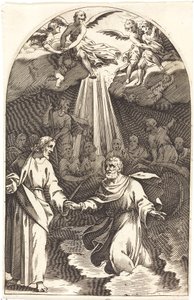 Christus Wandelt op het Water [eerste plaat] door Jacques Callot