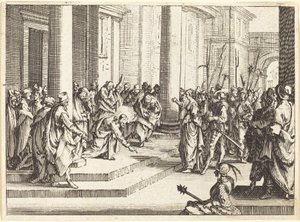 Christus en de Vrouw Betrapt op Overspel, 1635 door Jacques Callot
