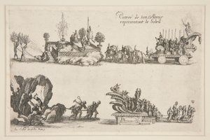 Combat à la Barrière, Entrée de son Altesse (Charles IV) representant le Soleil door Jacques Callot