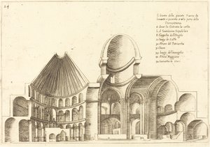 Doorsnede van de Heilig Grafkerk door Jacques Callot