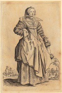 Dame met kanten kraag, plaat 8 uit de reeks “De adel” door Jacques Callot