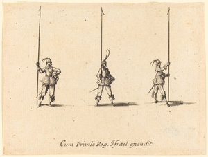 Oefening met geheven pieken door Jacques Callot