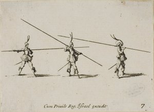 Oefening met het Musket, plaat zeven uit De Militaire Oefeningen door Jacques Callot