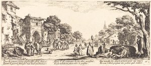 Stervende soldaten langs de weg door Jacques Callot