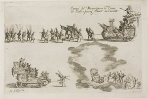 Intocht van Monseigneur de Prins van Phalsbourg, Verdediger in het Gevecht, uit Het Gevecht bij de Barrière door Jacques Callot