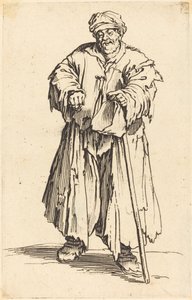 Dikke bedelaar met neergeslagen ogen door Jacques Callot