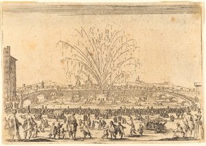 Vuurwerk op de Arno, Florence, ca. 1622