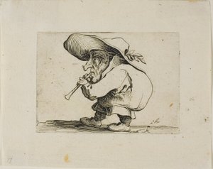 Flageolet Speler, uit Varie Figure Gobbi door Jacques Callot