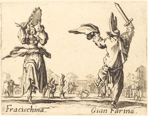 Fracischina en Gian Farina, ca. 1622 door Jacques Callot
