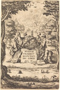 Frontispice voor de Heilige Cosmologia Titel met astrologen door Jacques Callot