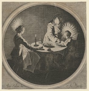 Heilige Familie aan tafel door Jacques Callot