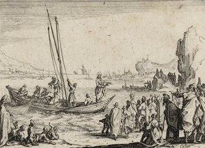Jezus predikend aan de zee, 1635 door Jacques Callot