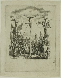 Jezus wordt doorboord met een lans, uit De kleine passie door Jacques Callot