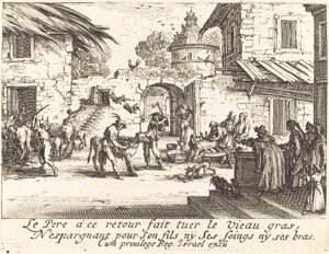 Het vetgemeste kalf doden door Jacques Callot