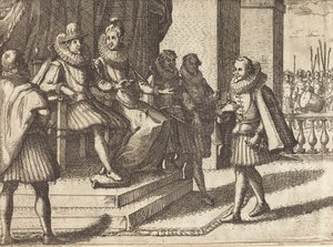 Koning en Koningin in overleg over de Turken [recto], 1612 door Jacques Callot