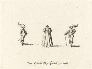 Dame Van Achteren Gezien, en Twee Heren door Jacques Callot