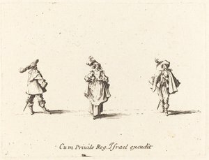 Dame met Pluimen, en Twee Heren, waarschijnlijk 1634