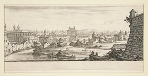Landschap met Grote, Imposante Gebouwen door Jacques Callot