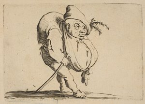 De Bultenaar met een Stok, uit Varie Figure Gobbi, suite genoemd, 1616-22 door Jacques Callot