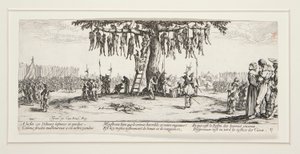 Les grandes misères de la guerre: No. 11 - La pendaison door Jacques Callot