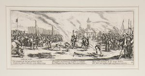 De grote ellende van de oorlog: Nr. 13 - De brandstapel door Jacques Callot