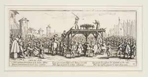 Les grandes miseres de la guerre: No. 14 - La roue door Jacques Callot
