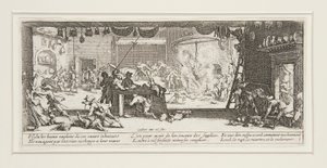 Les grandes misères de la guerre: No. 5 - De plundering van door Jacques Callot