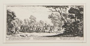 Les grandes miseres de la guerre: No. 9 - Ontdekking van de misdadigers door Jacques Callot