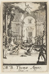 Martelaarschap van de heilige Thomas, plaat zes uit De Martelaars van de Apostelen door Jacques Callot
