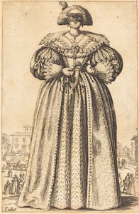 Gemaskerde adellijke vrouw door Jacques Callot
