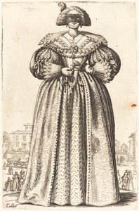 Gemaskerde adellijke vrouw door Jacques Callot