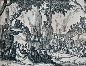 Nr. III. - St. Johannes Prediking, 1635 door Jacques Callot