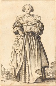 Adellijke vrouw met waaier door Jacques Callot