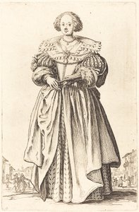 Adellijke vrouw met waaier door Jacques Callot