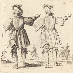 Officier met Pluim, Gezien van Achteren, 1617 en 1621 door Jacques Callot