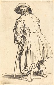 Oude Bedelaar met Eén Kruk door Jacques Callot