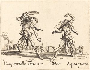 Pasquariello Truonno en Meo Squaquara, ca. 1622 door Jacques Callot
