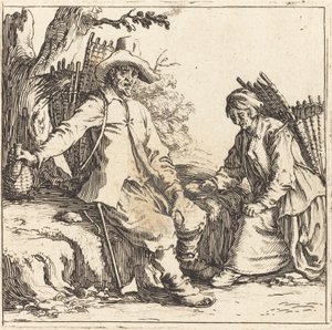 Boerenpaar in rust door Jacques Callot