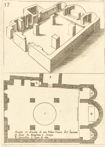 Plattegrond en Elevatie van de Kerk van S. Iacoma door Jacques Callot