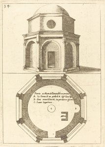 Plattegrond en elevatie van de Kerk van de Hemelvaart
