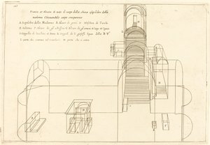 Plattegrond en aanzicht van de kerk van het graf van de Madonna door Jacques Callot