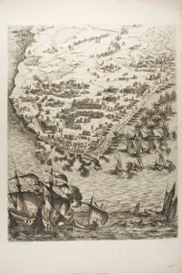 Plaat Vier uit La Siège de la Rochelle door Jacques Callot