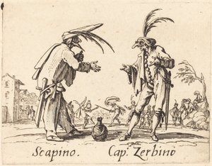 Scapino en Kap. Zerbino, ca. 1622 door Jacques Callot