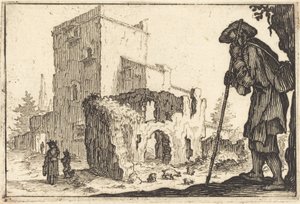 Herder en ruïnes door Jacques Callot