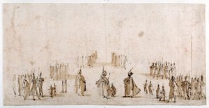 Schets voor de enscenering van groepen figuren in 