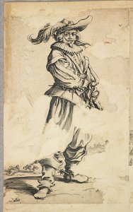 Soldaat met gevederde hoed, uit La Noblesse de Lorraine (verso), c.1620-23