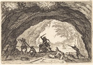 Soldaten die rovers aanvallen door Jacques Callot