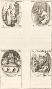 St. Ambrosius; St. Vincent Ferrer; St. Celestin; St. Lazarus door Jacques Callot